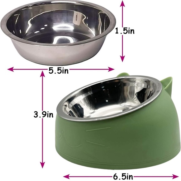 -New --Blue 200ML SMALL Raised Cat Bowls, Tilted Stainless Steel Cat Food Bowls - Picture 8 of 8
